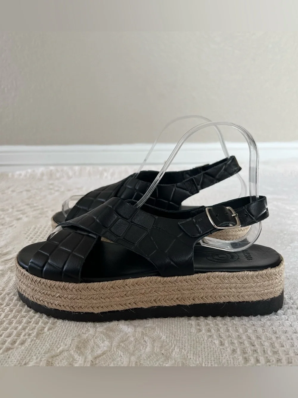 Christina Christi Leather Handmade Platform Espadrille Sandals Women’s Size 7.5